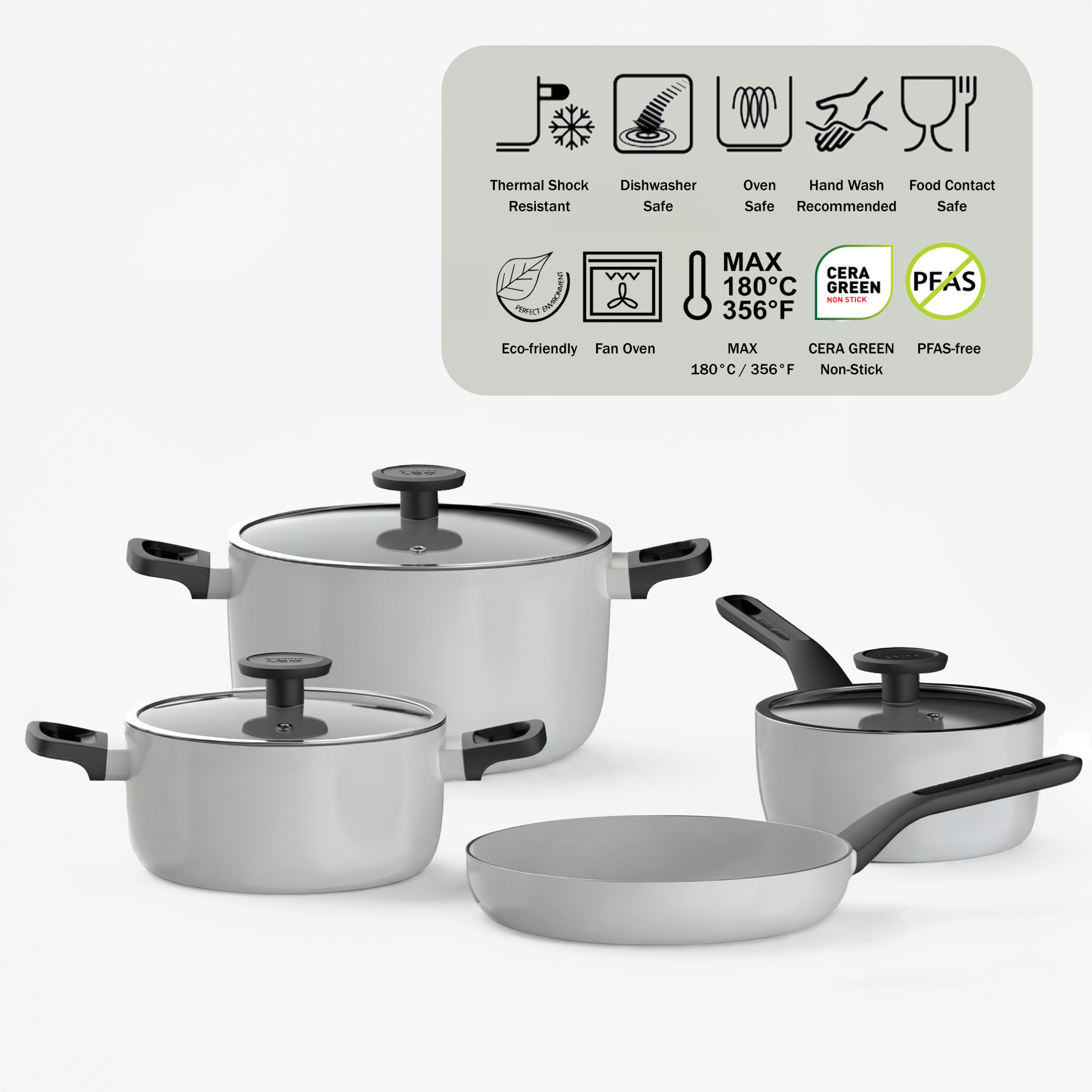 Berghoff Glints Ceramic Cookware Set 7-piece grey UAE
