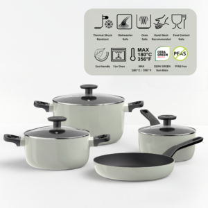 Berghoff Glints Ceramic Cookware Set 7-piece sage green UAE
