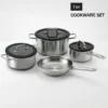 BergHOFF Culina Stainless Steel Cookware 7-piece silver glass lids UAE