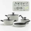 Berghoff Glints Nonstick Ceramic Cookware Set 7-Piece, PFAS-Free Sage Green