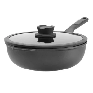 Berghoff Leo Stone Cast Aluminium Wok Pan 28cm black glass lid UAE