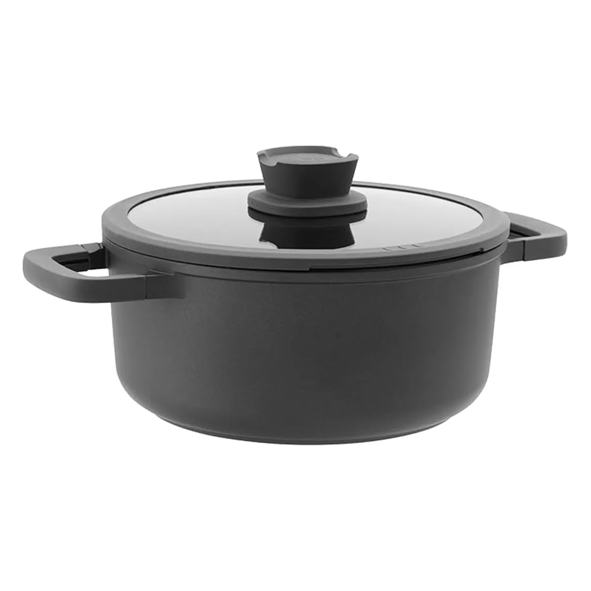 BergHOFF LEO STONE Cast Aluminium Saucepan 24cm with CeraGreen Non-Stick Lid – 4.6L