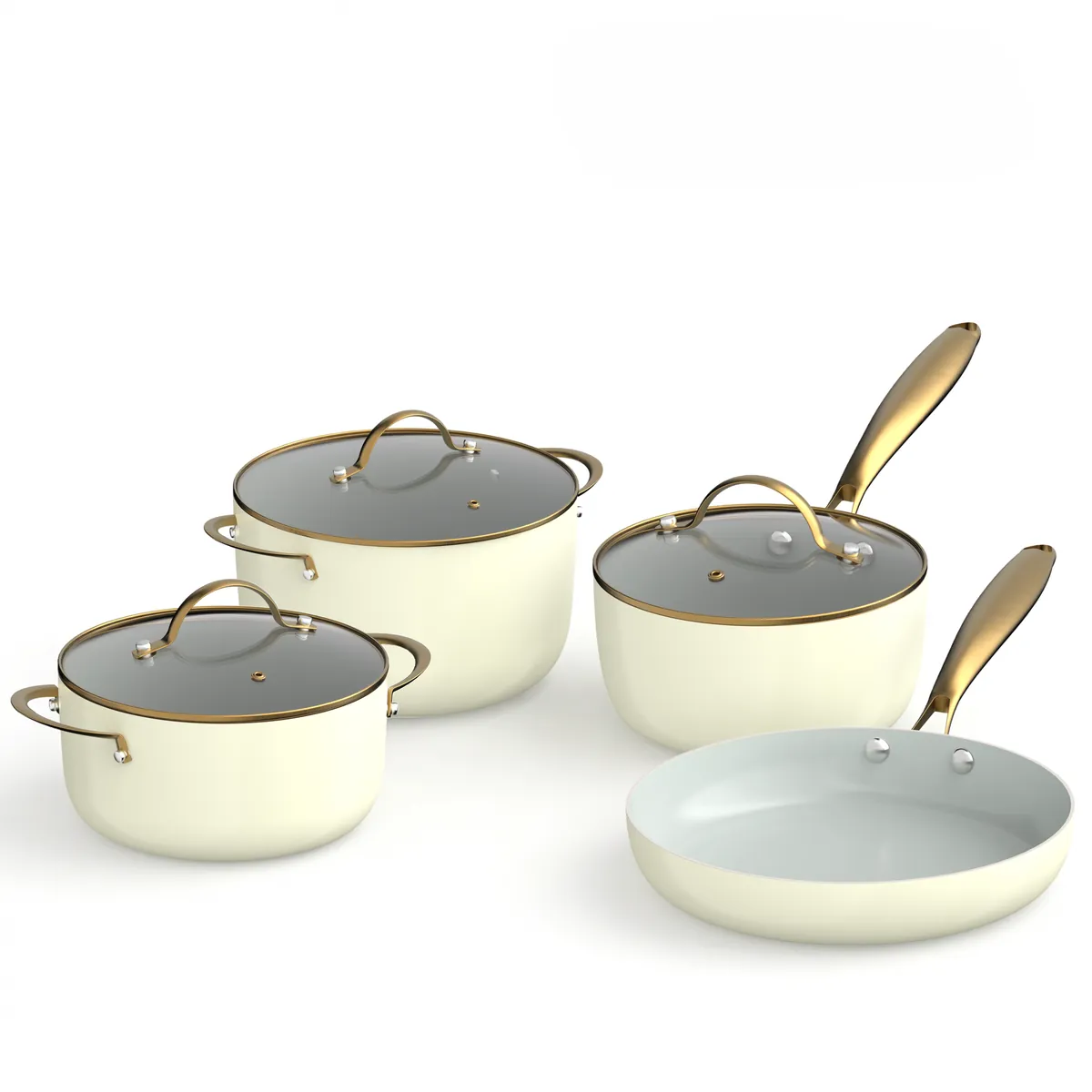 Berghoff Aura Nonstick Ceramic Cookware Set 7-Piece, PFAS-Free Sage