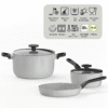 Berghoff Glints Nonstick Ceramic Cookware Set 5-Piece, PFAS-Free, Recycled Aluminium, Pearl Grey